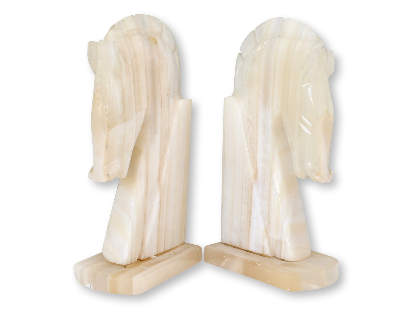 Midcentury Italian Alabaster Knight Bookends