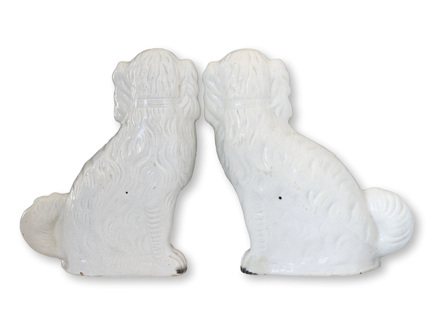 19th-C. 13" English Staffordshire King Charles Spaniel Dogs