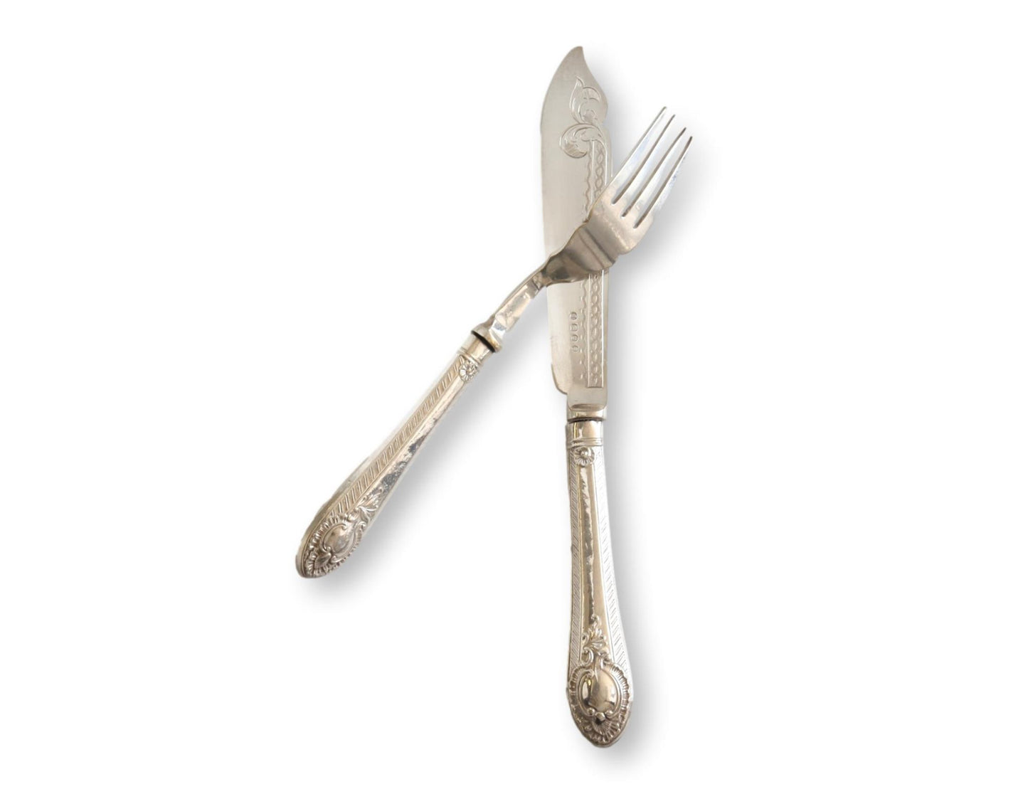 Antique French Sterling Fish Set - Service for Six