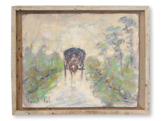 French Impressionist Painting – Horse & Carriage Scene