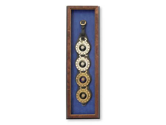 Framed Antique English Horse Brass Strap