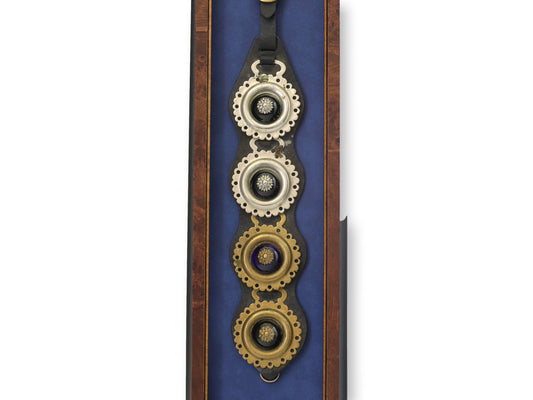 Framed Antique English Horse Brass Strap