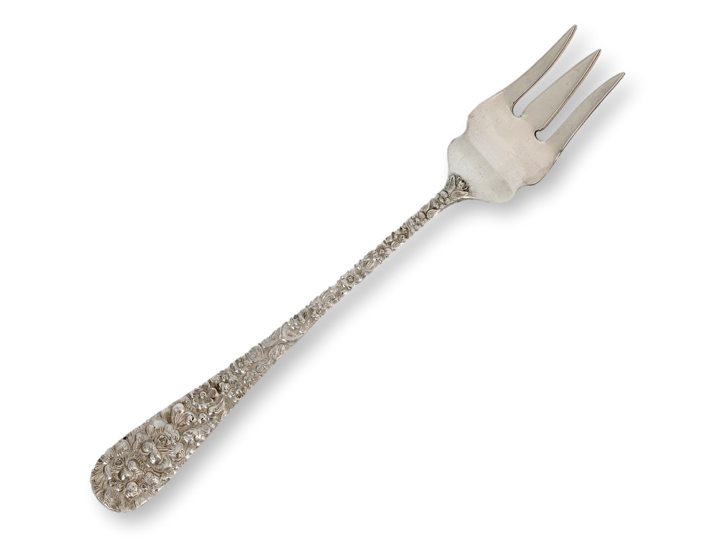 Kirk Stieff Rose Pattern Sterling Silver 3-Tine Serving Fork