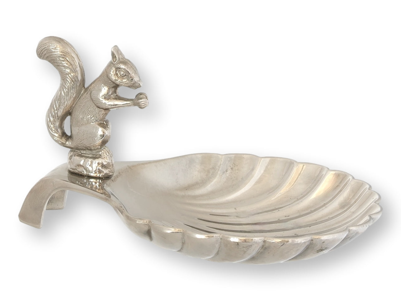 Midcentury English Silver-Plate Squirrel Trinket Dish