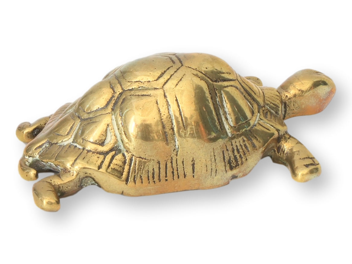Midcentury English Brass Turtle Paperweight