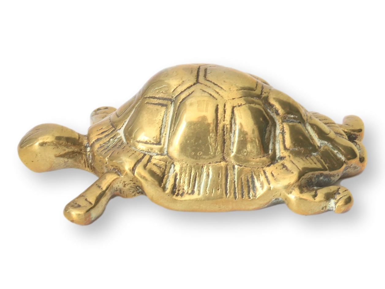 Midcentury English Brass Turtle Paperweight