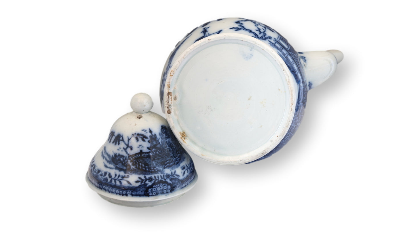 1820s English Willow Pearlware Coffeepot