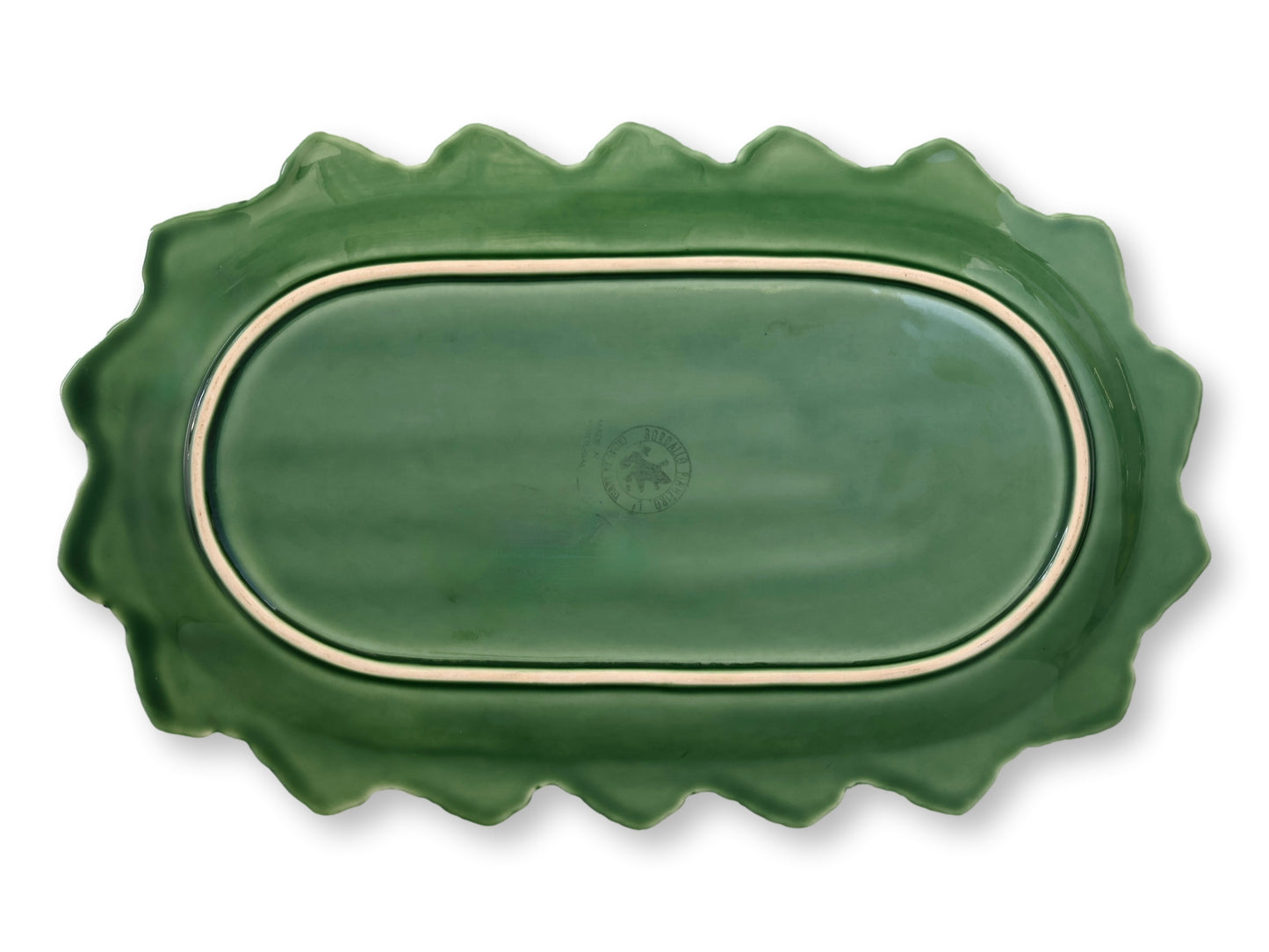 Bordallo Pinheiro Green Majolica Bunny Tray