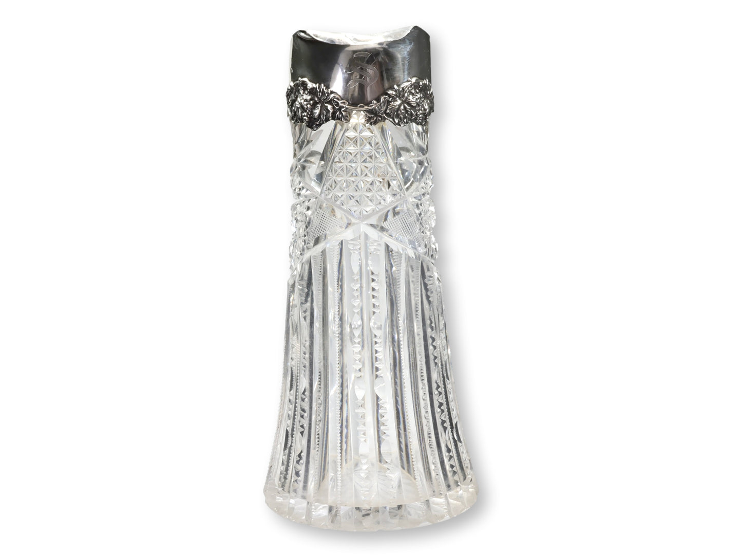 Antique Cut Crystal Decanter w/ Sterling Top