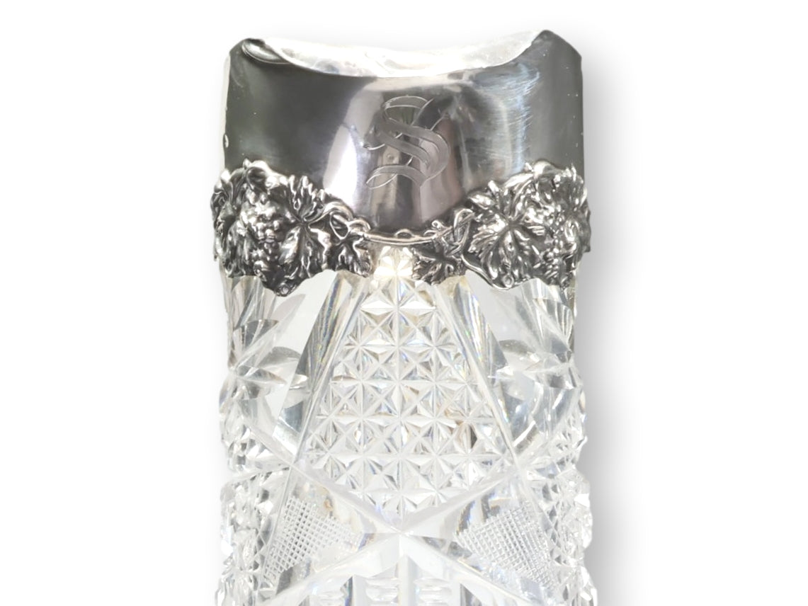 Antique Cut Crystal Decanter w/ Sterling Top