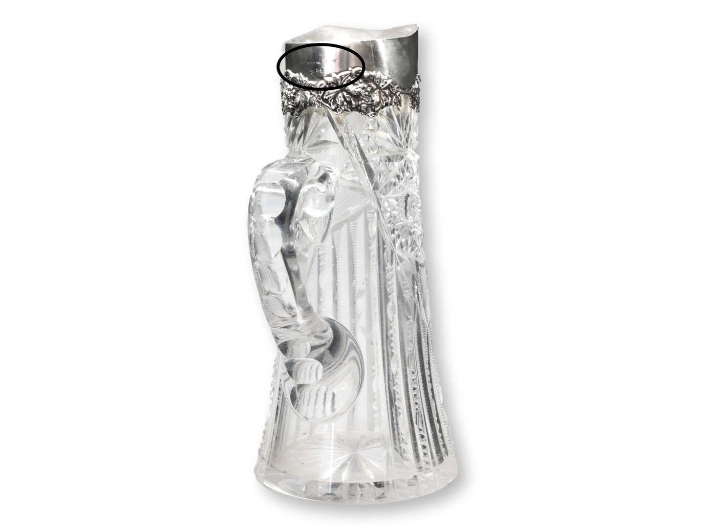 Antique Cut Crystal Decanter w/ Sterling Top