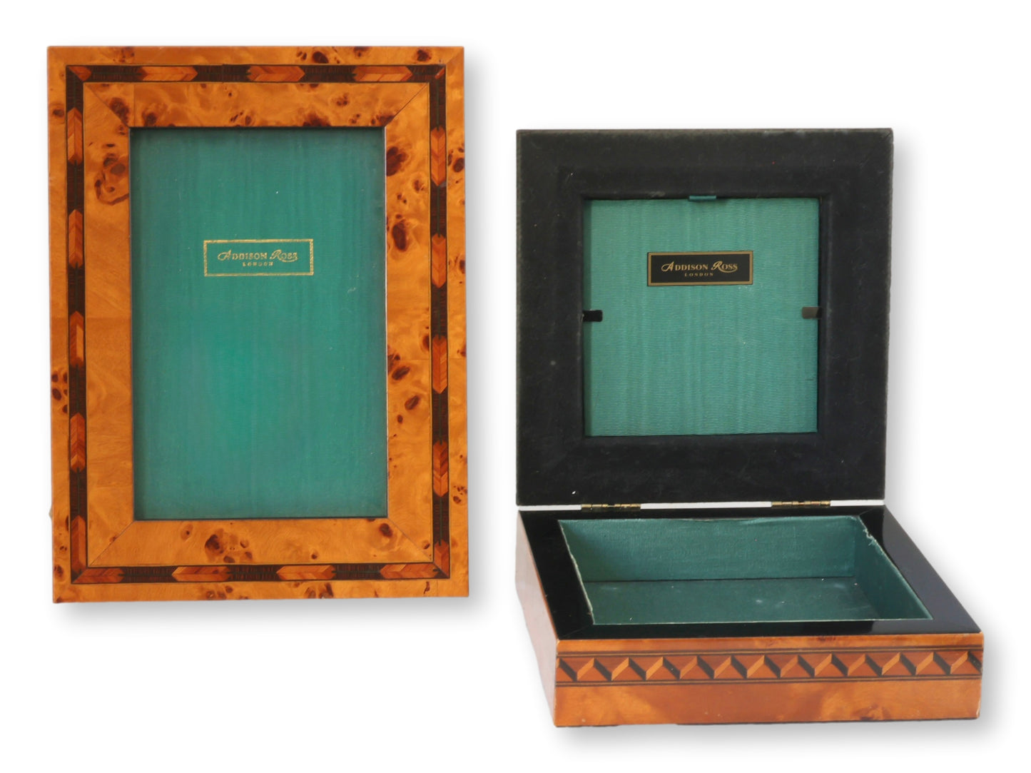 Vintage English Inlaid Photo Frame & Box