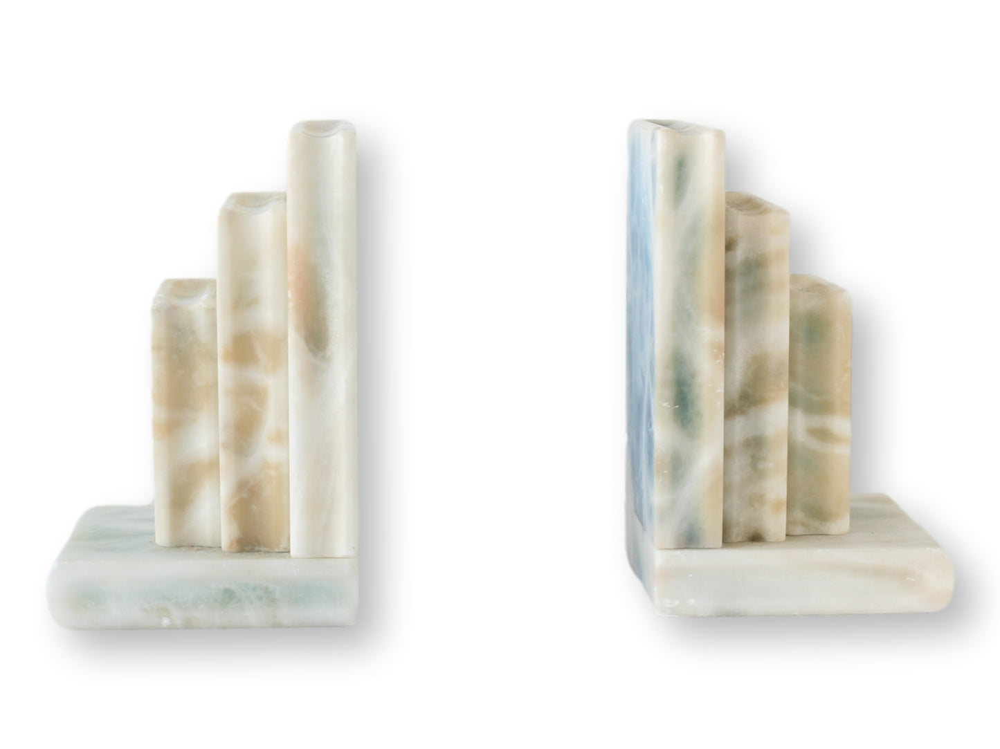 Midcentury Marble Stacked Book Form Bookends