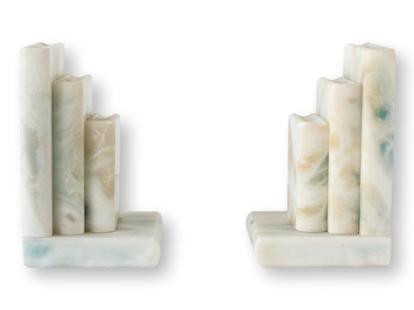 Midcentury Marble Stacked Book Form Bookends