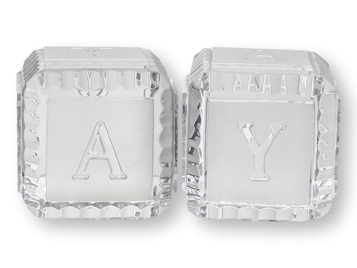 Vintage Waterford Cut Crystal "Baby" Alphabet Blocks