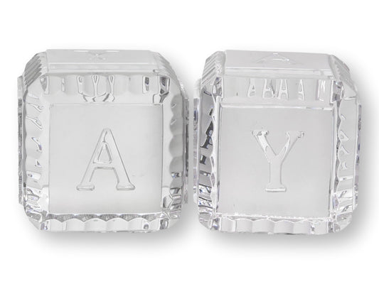 Vintage Waterford Cut Crystal "Baby" Alphabet Blocks