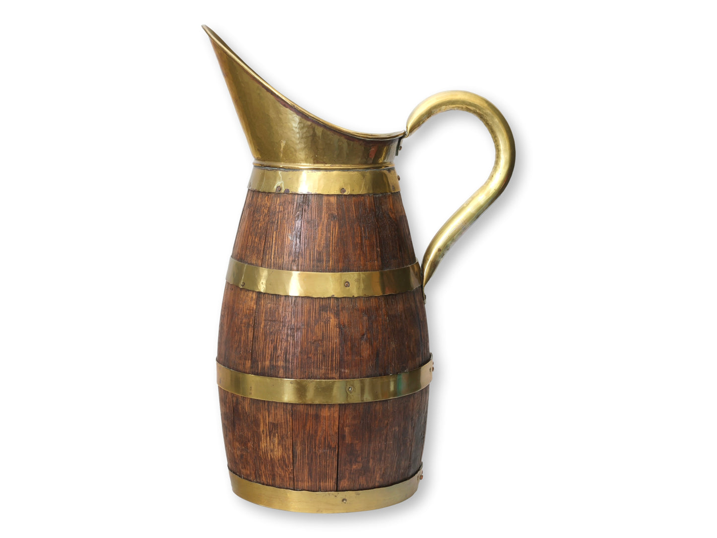 Antique Banded Oak Cane Stick / Umbrella Stand