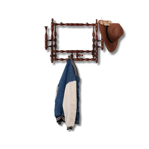 Early 1900s Edwardian Bobbin-Turned Hat & Coat Rack