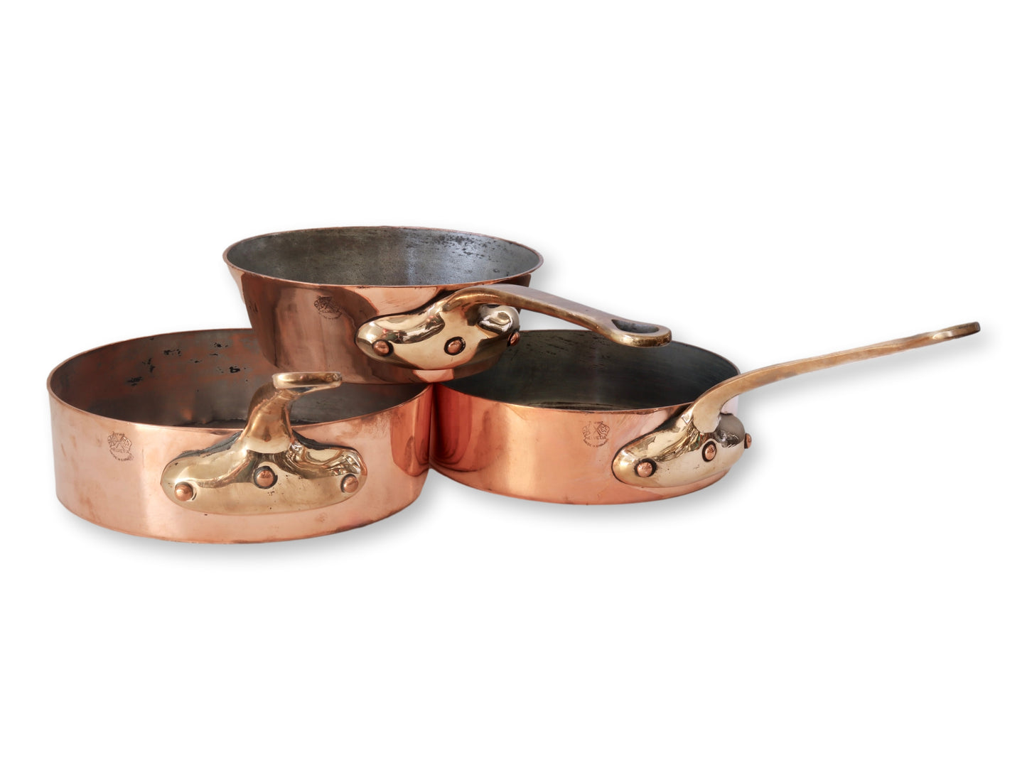English Pro Grade Copper Pans, Set of 3