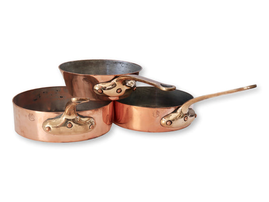 English Pro Grade Copper Pans, Set of 3