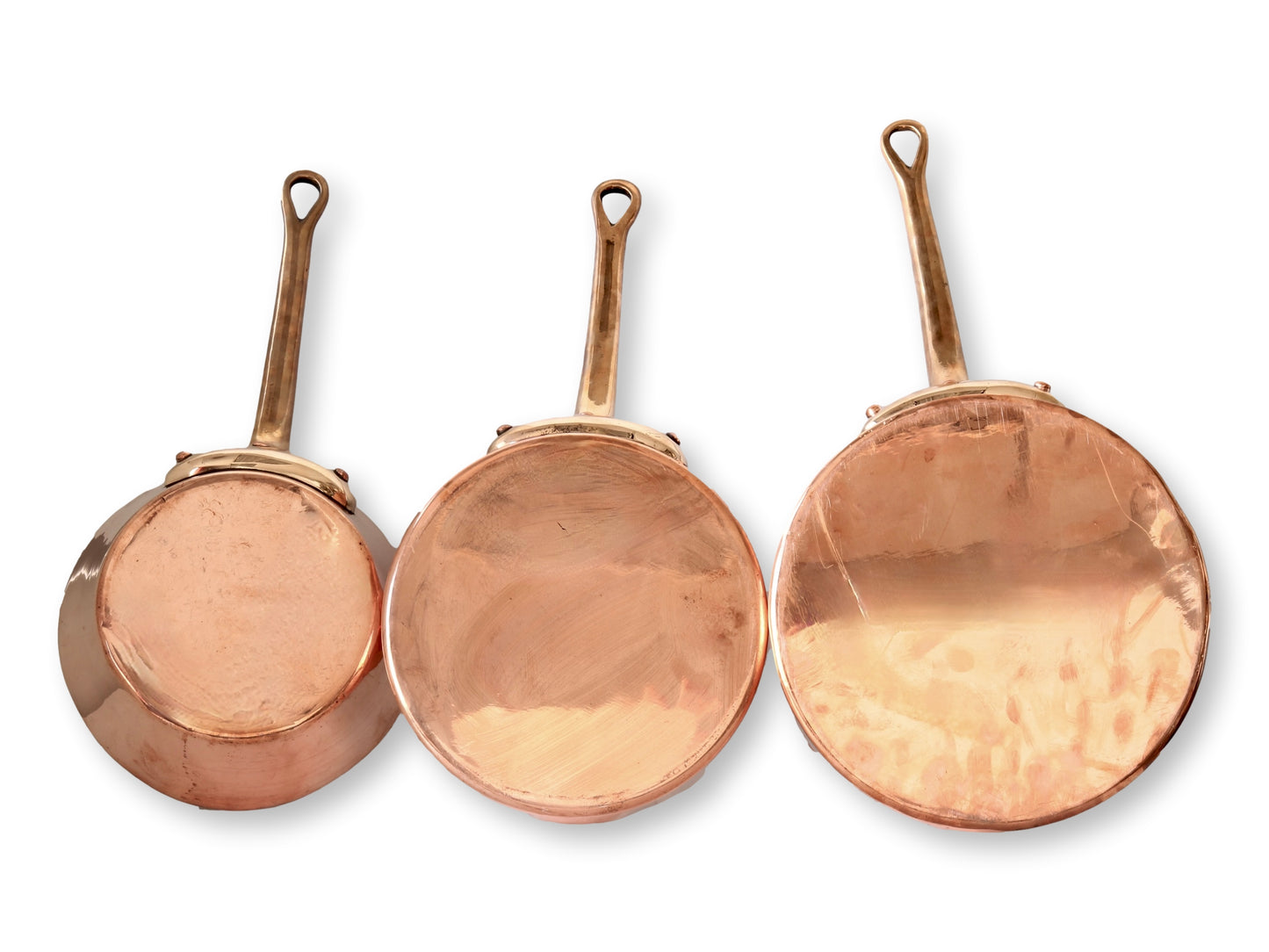 English Pro Grade Copper Pans, Set of 3