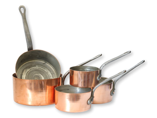 French Pro Grade Copper Pans, Set of 5