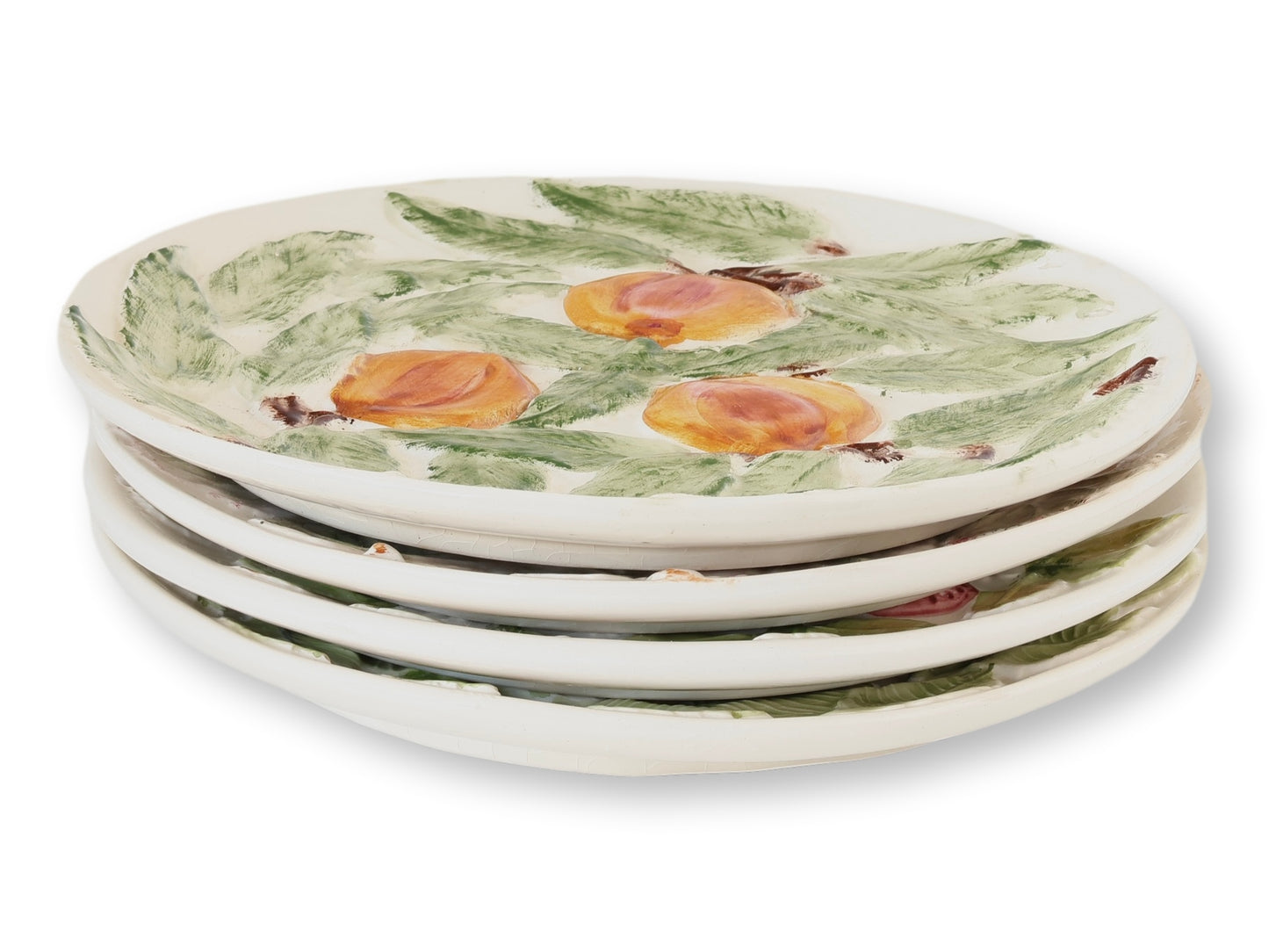Midcentury Hand-Painted Faience Fruit Plates