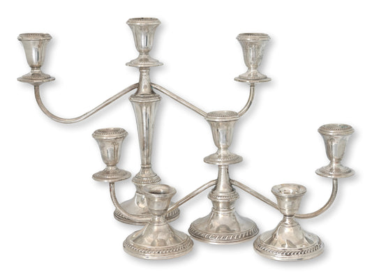 Sterling Silver Georgian Style Convertible Candelabra Set