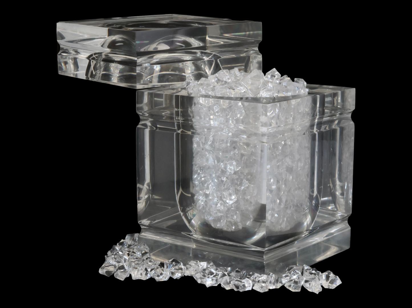 Midcentury Italian Lucite “Ice Block” Ice Bucket in the Albrizzi Style