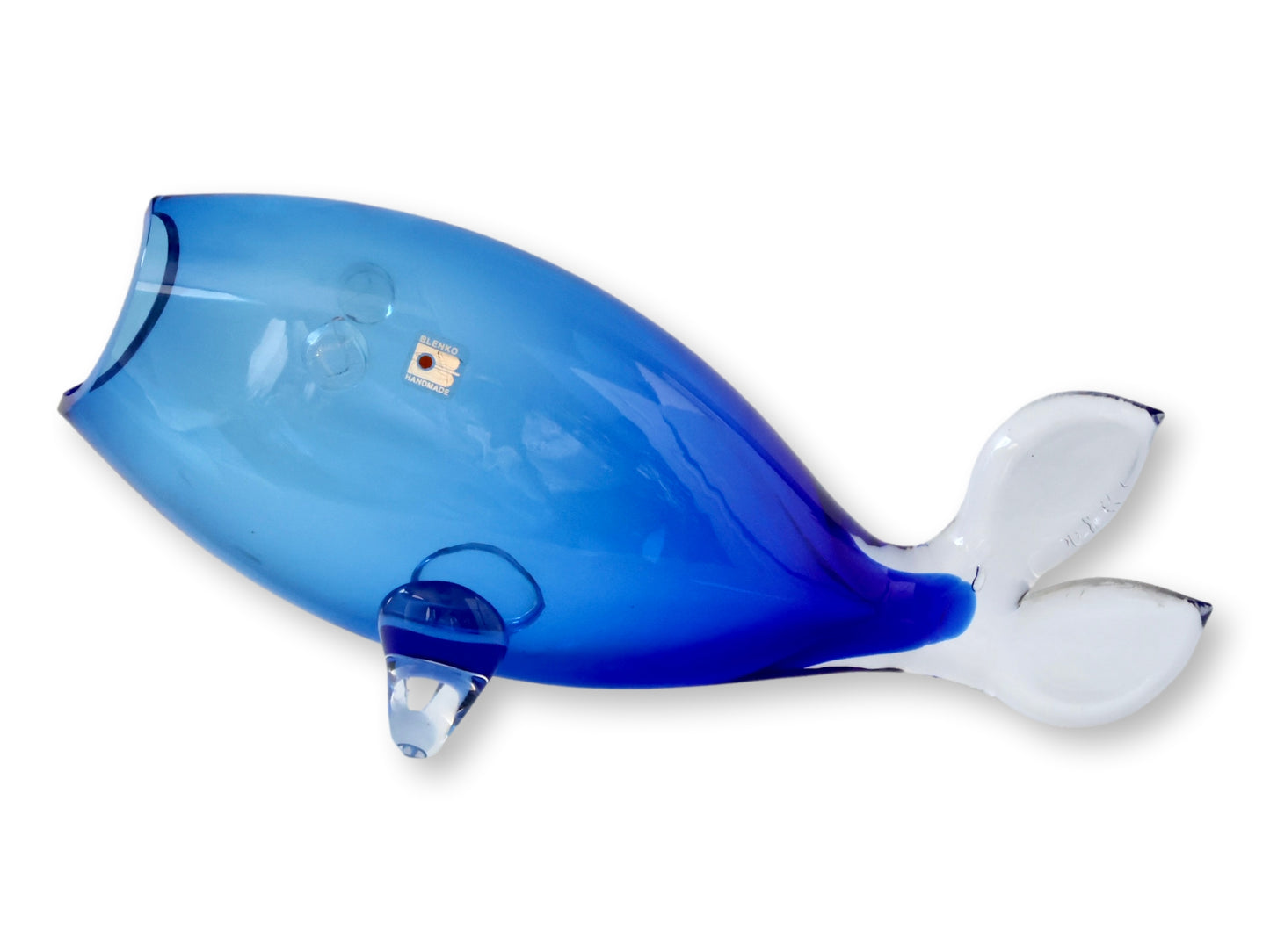 Midcentury Blenko Art Glass Fish — Original Foil Label