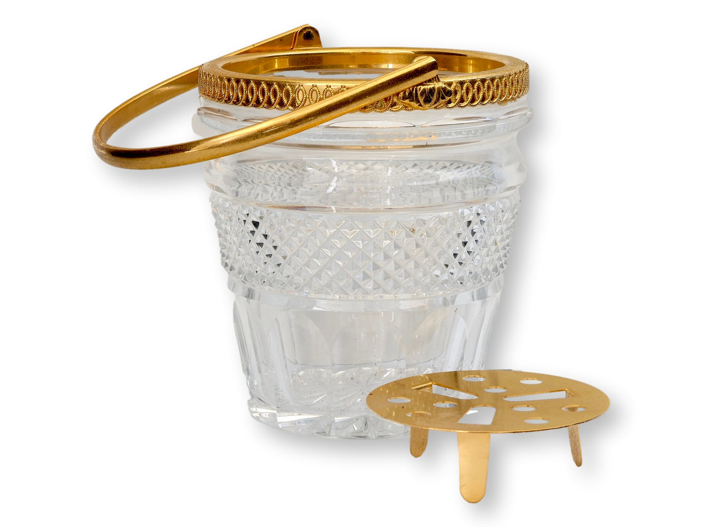 Midcentury Val St. Lambert Crystal Ice Bucket