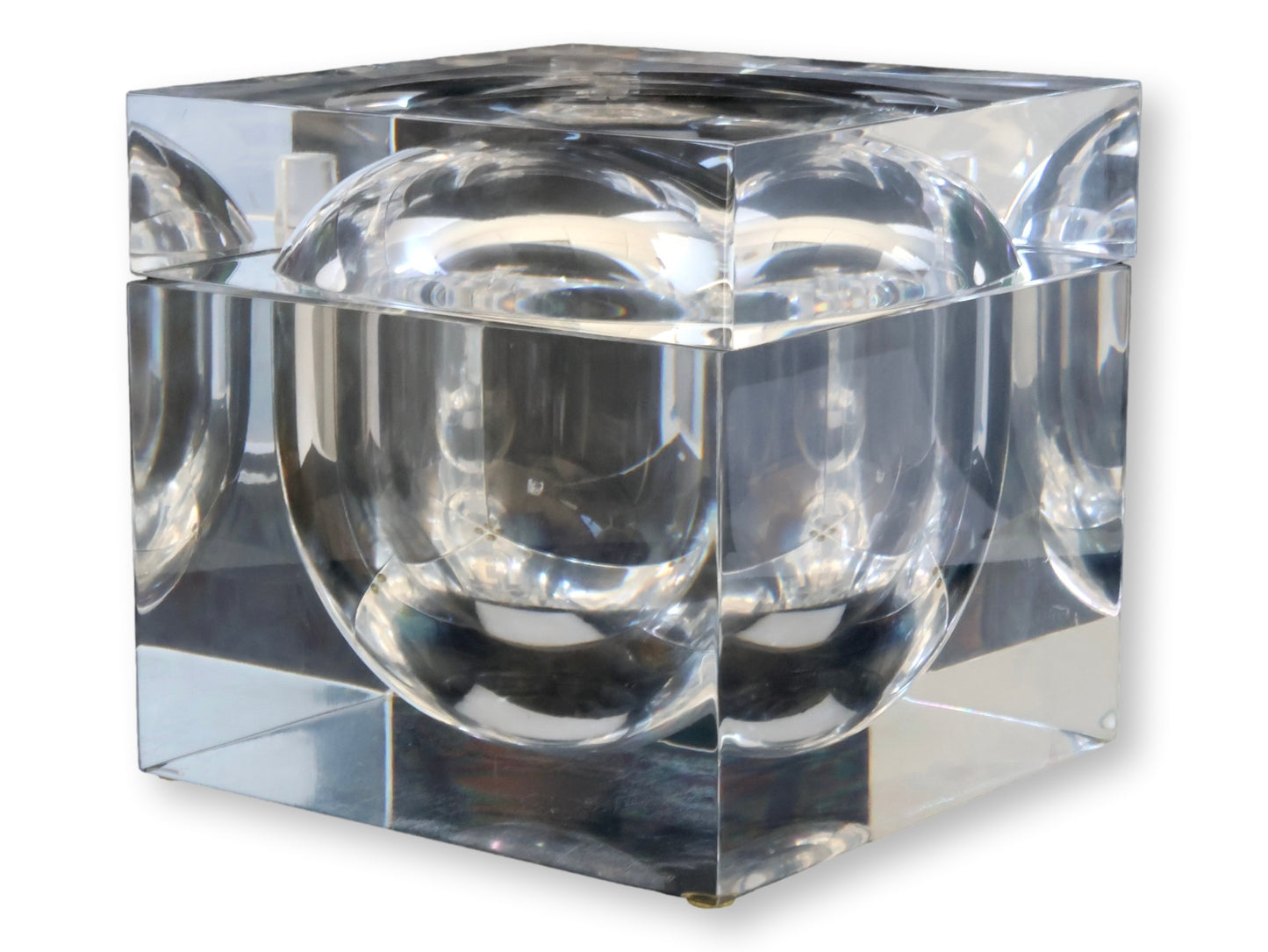 Midcentury Italian Lucite “Ice Block” Ice Bucket in the Albrizzi Style