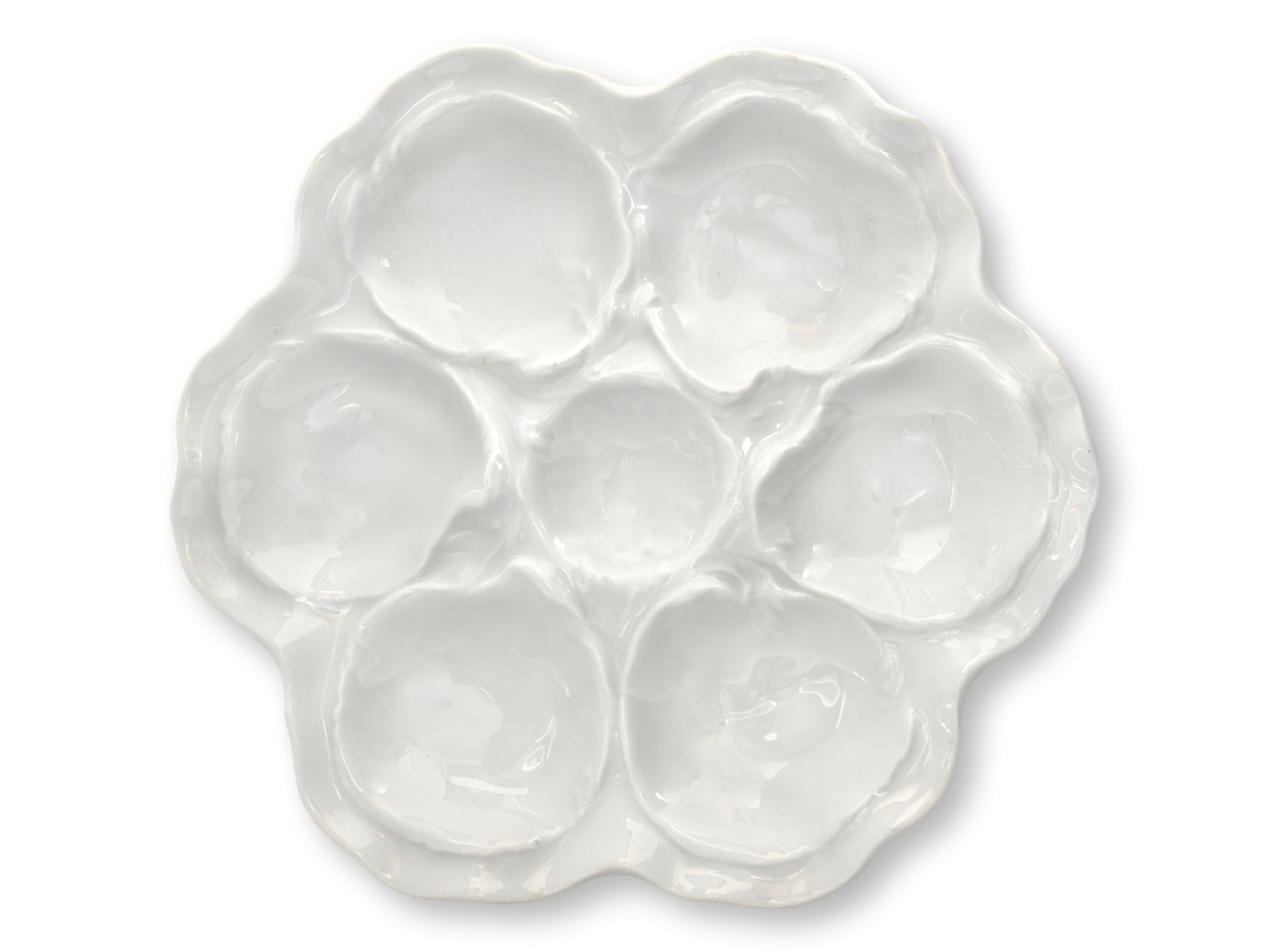 French Limoges White Porcelain Oyster Plates, Set of 8