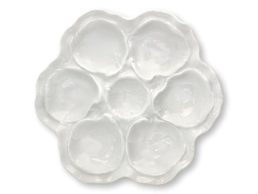 French Limoges White Porcelain Oyster Plates, Set of 8