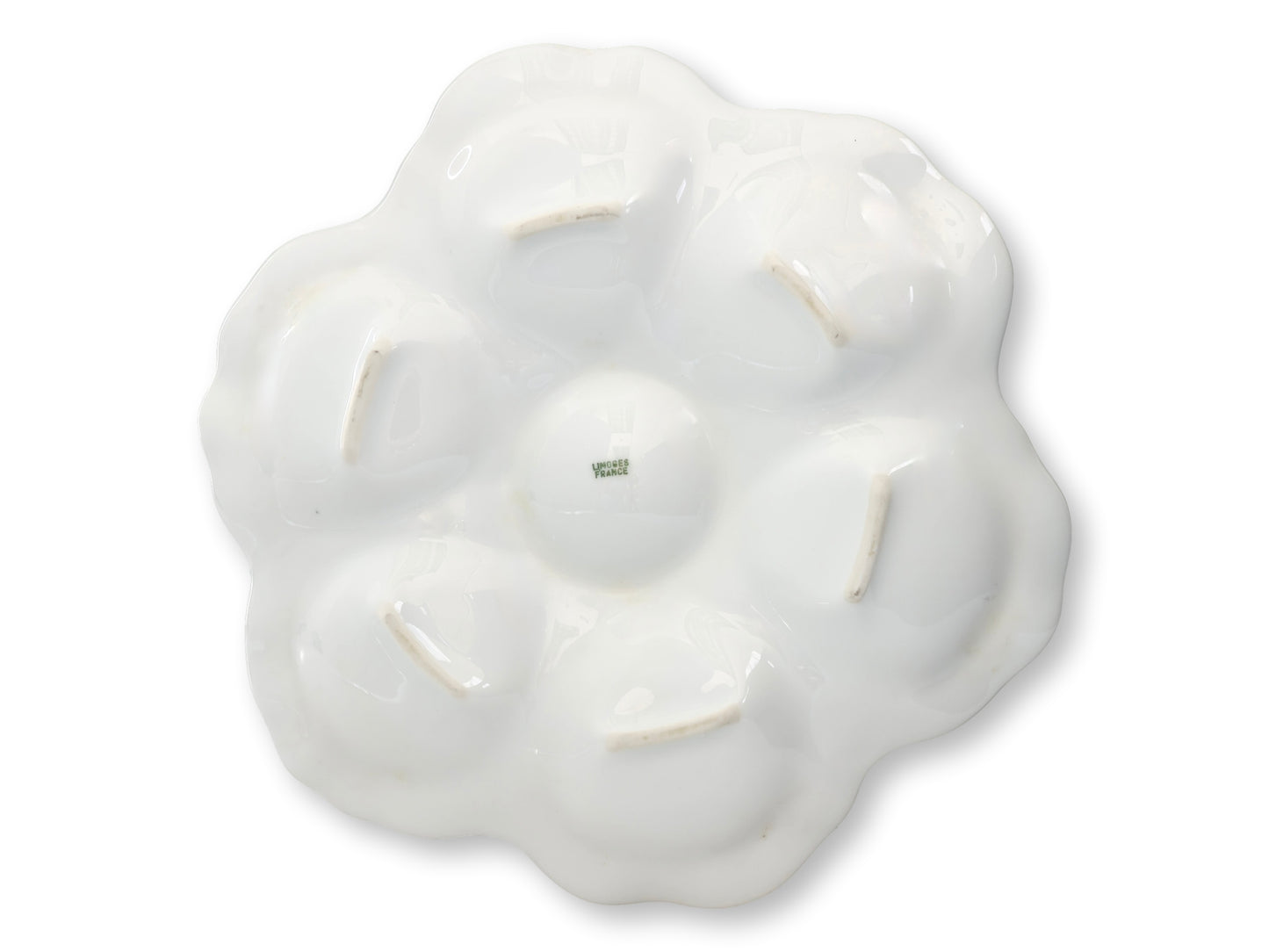 French Limoges White Porcelain Oyster Plates, Set of 8