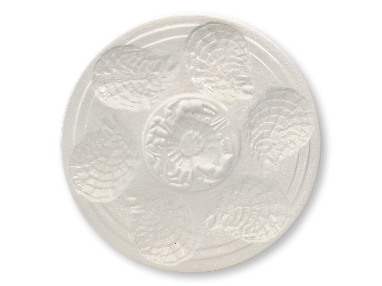 Antique French Sarreguemines Oyster Plate w/ Crab