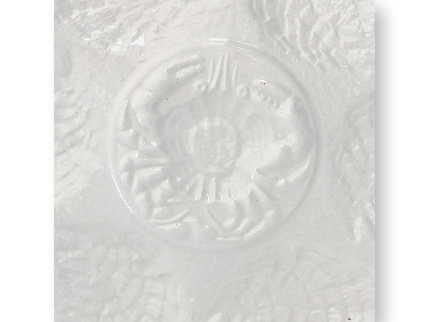 Antique French Sarreguemines Oyster Plate w/ Crab