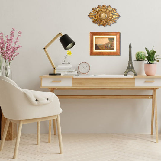 Folk Art European Village Scene w/ Fountain Shrine