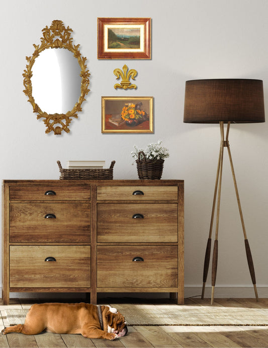 Antique French Village Church Painting