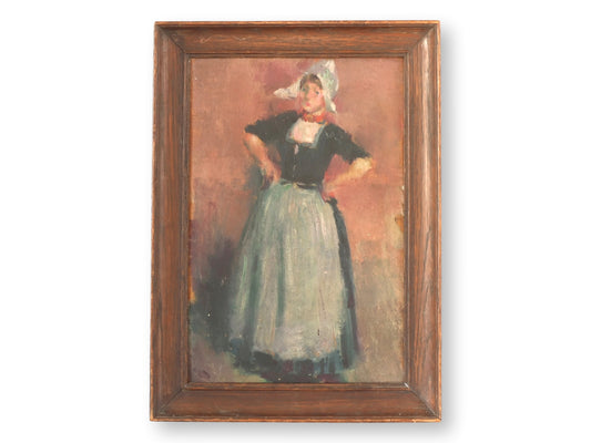 Antique French Portrait – Breton Woman in Traditional Dress