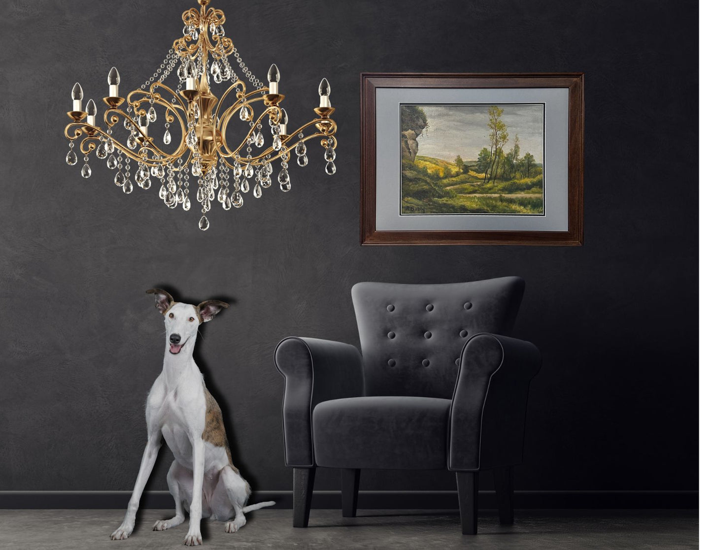 Serene French Rolling Hills Landscape Painting