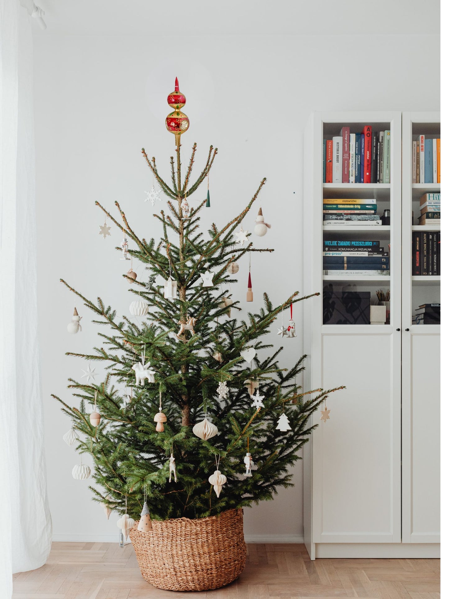 Vintage Hand-Painted Glass Christmas Tree Topper Finial