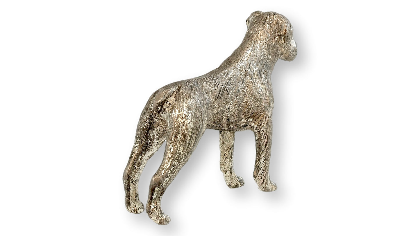 Midcentury English Silver-Plate Boxer Dog Figurine