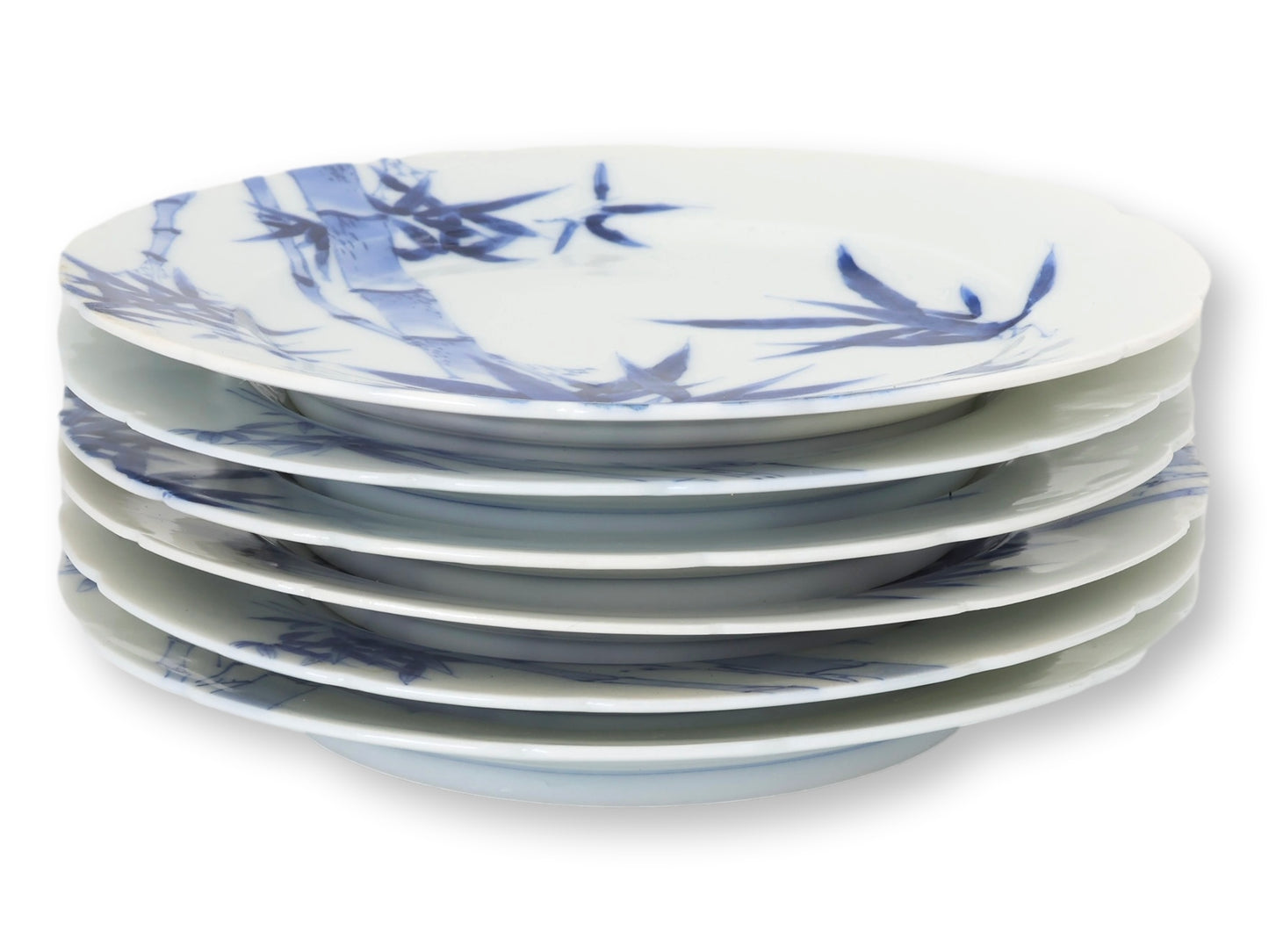 Japanese Meiji Porcelain Bamboo Cake Plates