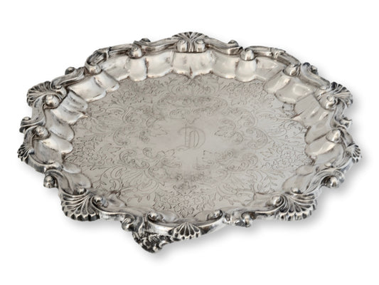 Antique English Silverplate Petit 'D' Tray