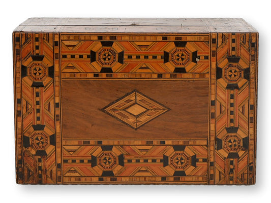 Antique English Tunbridge Ware Inlaid Storage Box