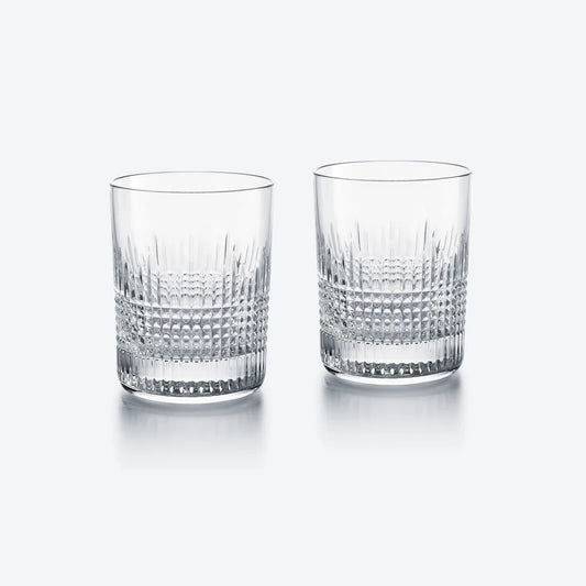 French Baccarat Nancy Crystal Old Fashioned Glasses, Pair