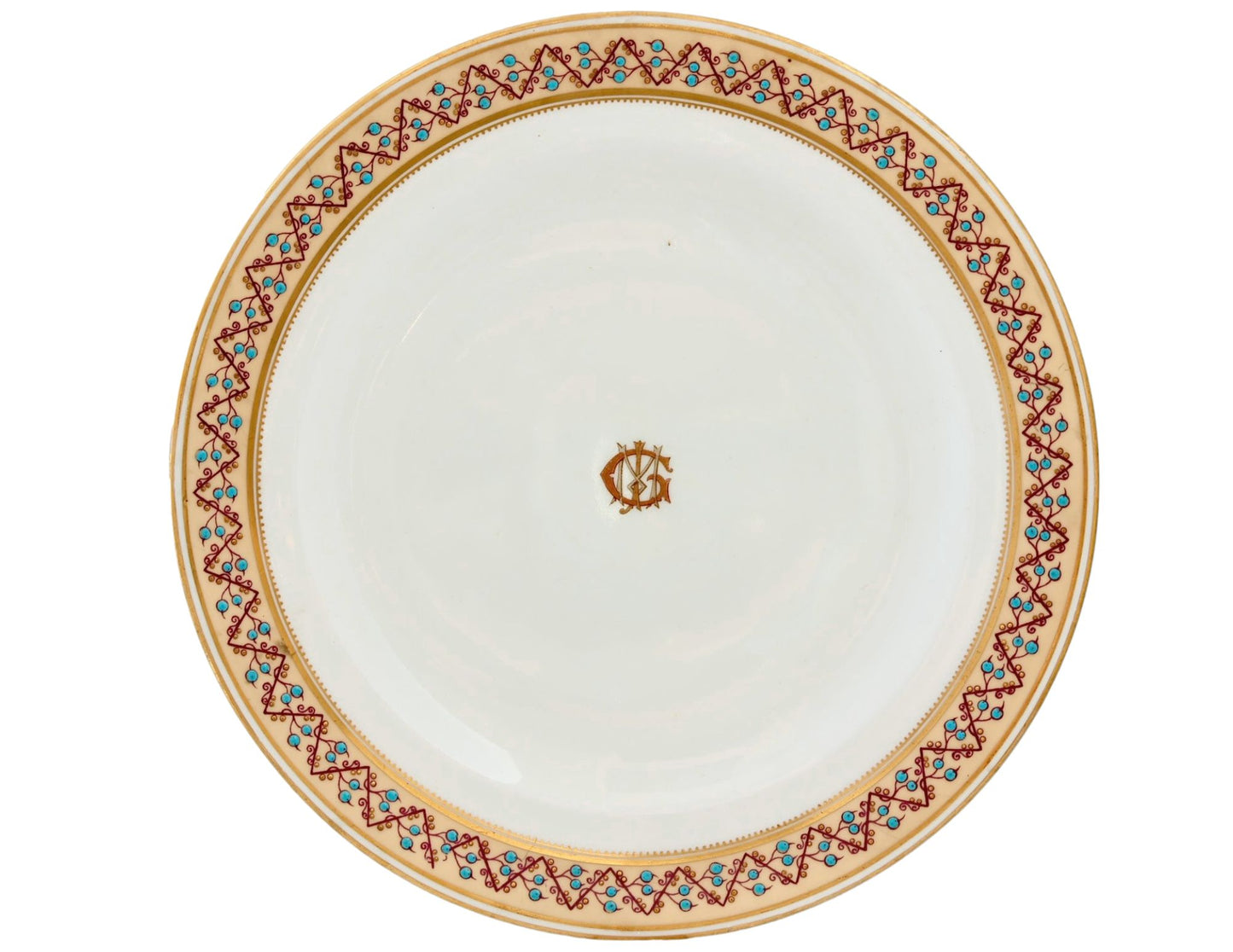 Antique Worcester Hand-Enameled 10" Dinner Plates, Set of 12
