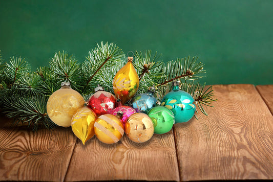 Midcentury Mercury Glass Christmas Ornaments, Set of 10