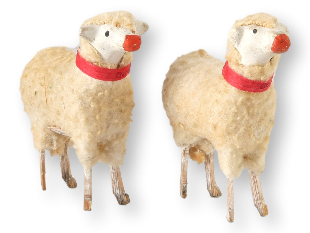 1940s German Matchstick-Leg Sheep, Set of 2
